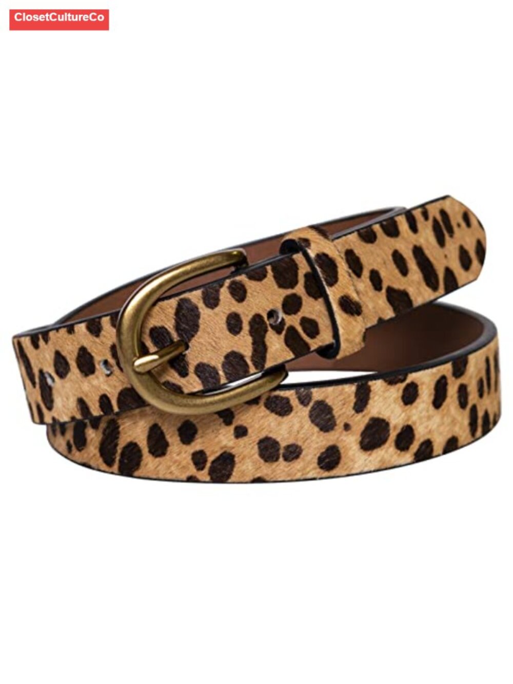 Womens Leopard Print Suede Leather Belt Adjustable Waist Casual